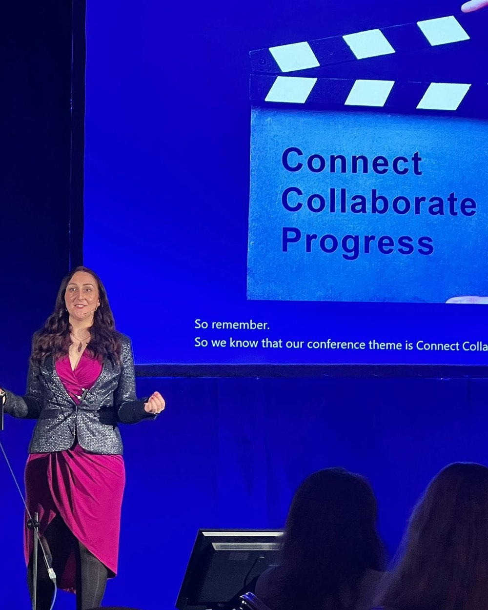 Katie Ford speaking on stage at SPVS Congress